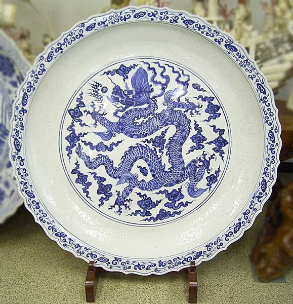 楽天市場】景徳鎮 青花 龍文盤 特大皿 3.5尺 直径約1m13cm 中国美術 染