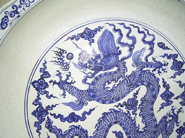 楽天市場】景徳鎮 青花 龍文盤 特大皿 3.5尺 直径約1m13cm 中国美術 染
