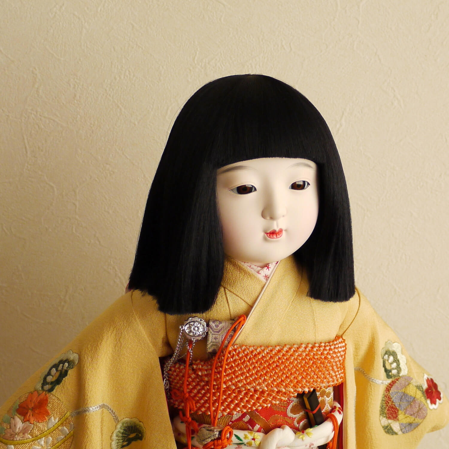 楽天市場】市松人形 元賀章介 12号尺二正絹手刺繍 手まり クリーム色