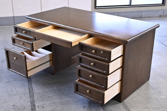 楽天市場】カリモク 両袖デスク オーク材 机 書斎 引き出し7杯