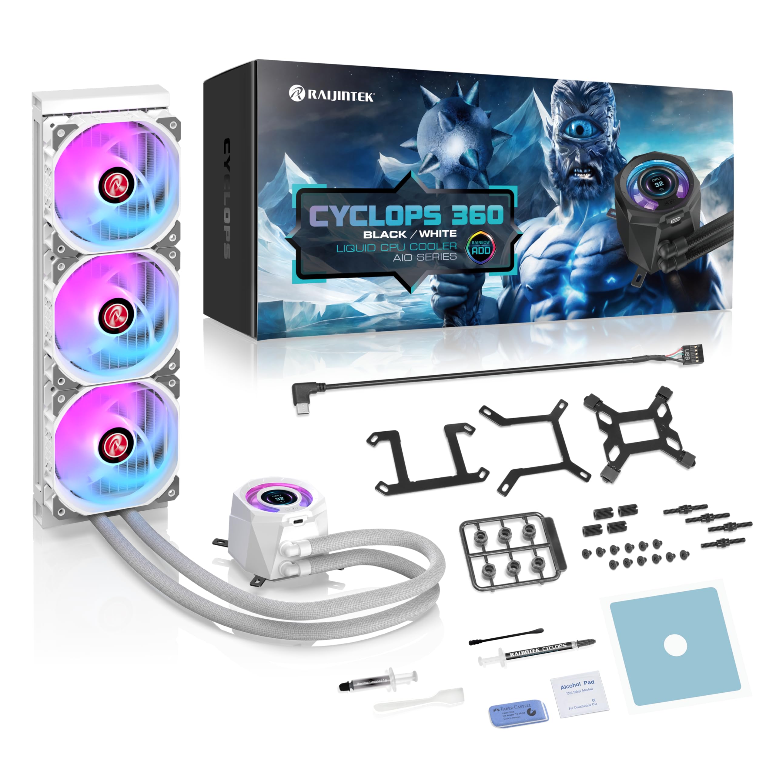 楽天市場】RAIJINTEK ライジンテック CYCLOPS 360 WHITE AIO水冷CPU