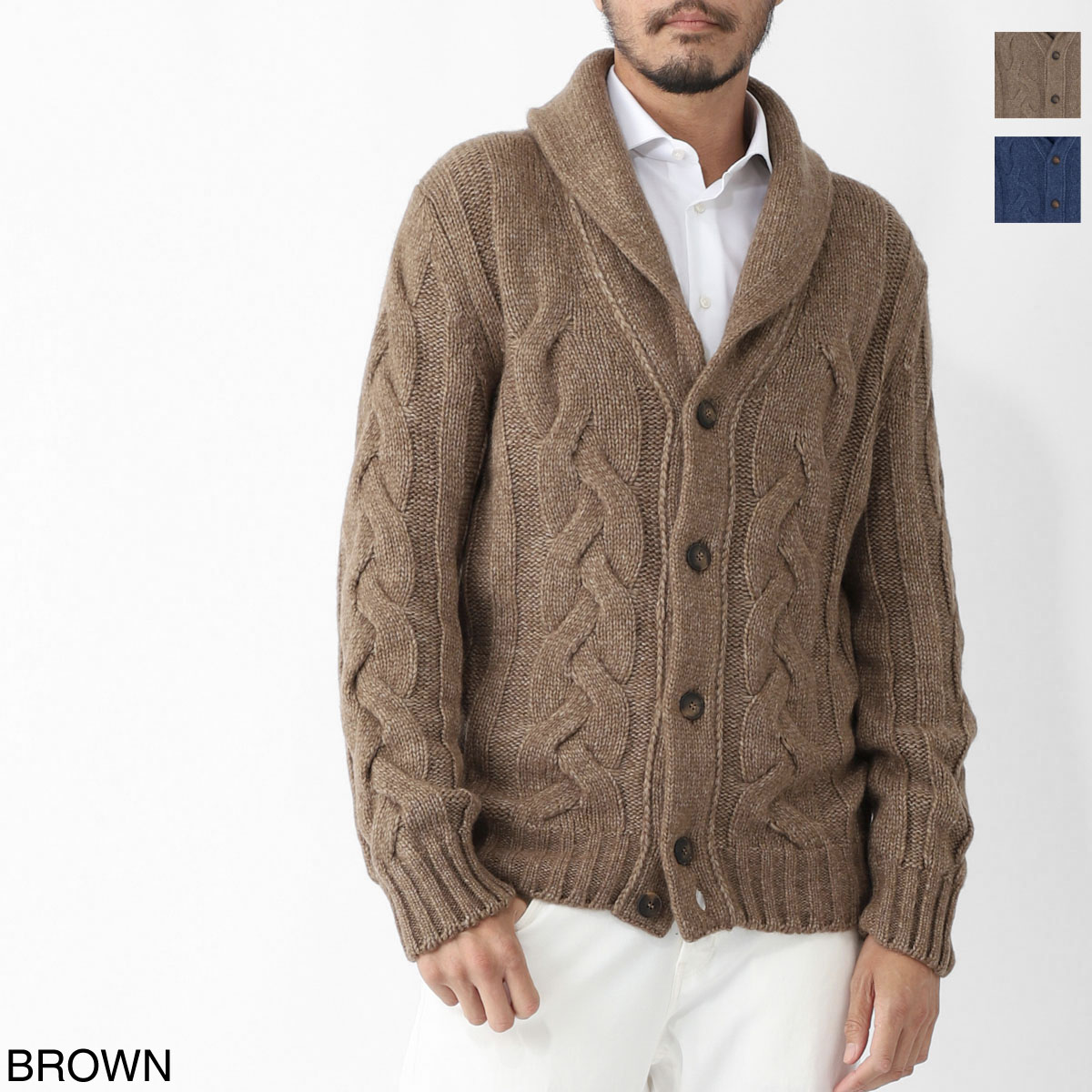 楽天市場】グランサッソ Gran Sasso ショールカラーニットカーディガン