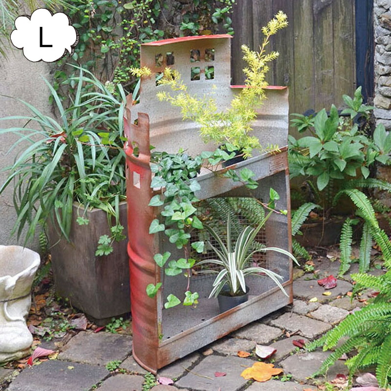 楽天市場】プランター ドラム缶プランター L レッド 2段 アンティーク