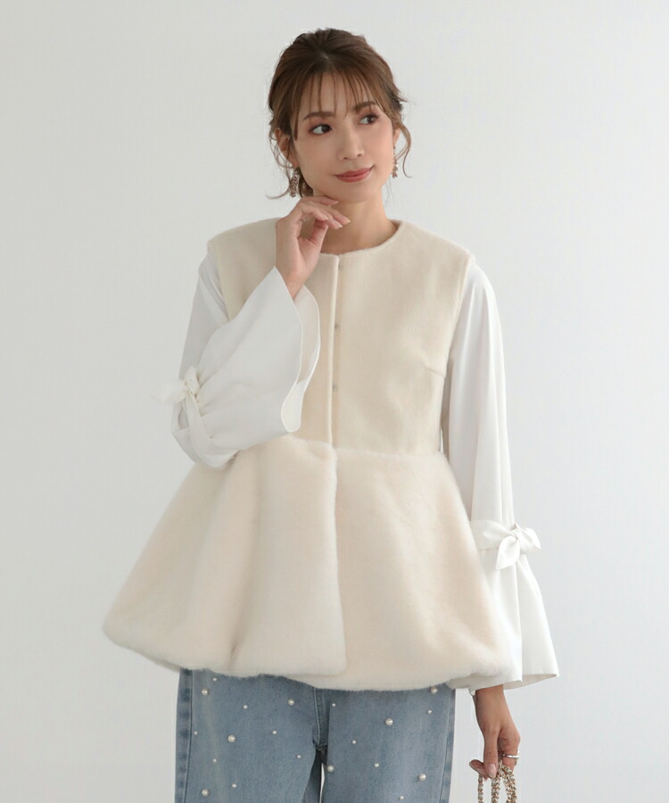 楽天市場】60％OFF【6780円→2712円】□ペプラムファーベスト ファー