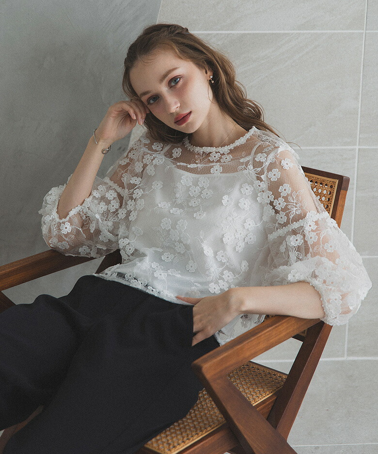 楽天市場】オーガンジー レース（トップス｜レディースファッション