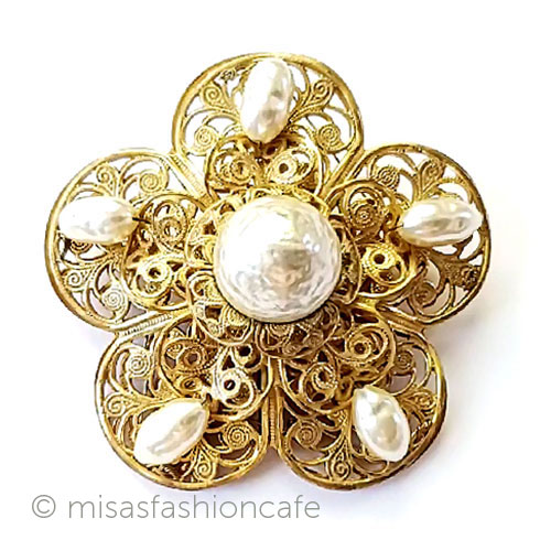 楽天市場】ミリアムハスケル バロックパールの花ブローチ Miriam