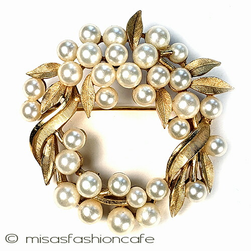 楽天市場】Trifari トリファリ ブローチ＆イヤリングセット パール 金