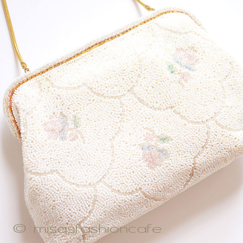 楽天市場】ヴィンテージ ビーズバッグ 仏製 ビーズ総刺繍 お花