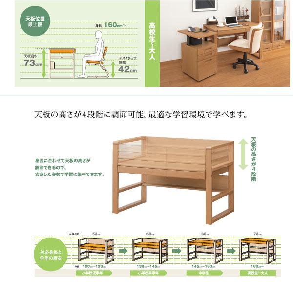 楽天市場】【本日クーポン10%引】 学習机2点セット(机＋移動袖) 浜本
