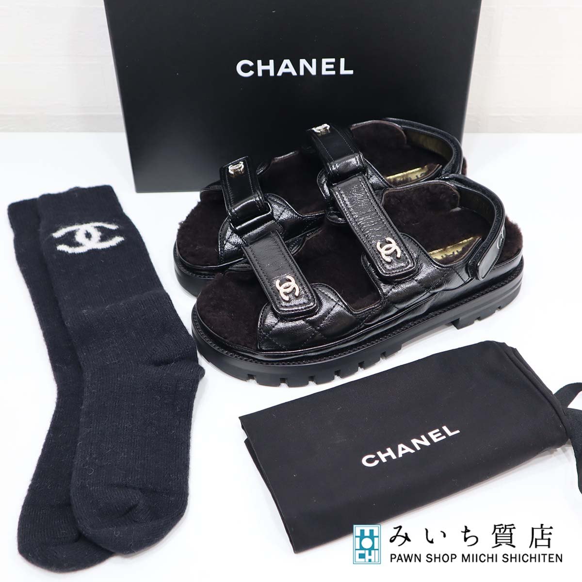 楽天市場】質屋 未使用 シャネル CHANEL サンダル ボア G45291