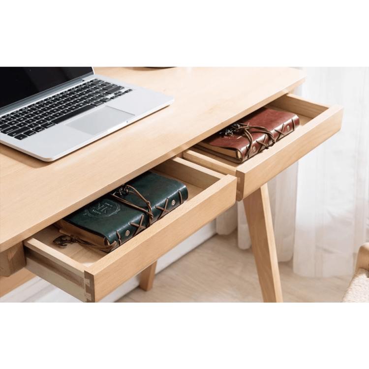 楽天市場】デスク 机 木製 勉強机 引き出し2杯 収納付き 天然木 幅80