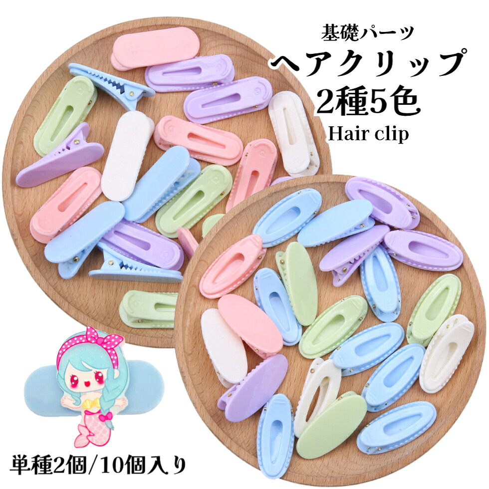 楽天市場】ヘアクリップ2種5色【単種2個/10個入り】ヘアクリップ 楕円