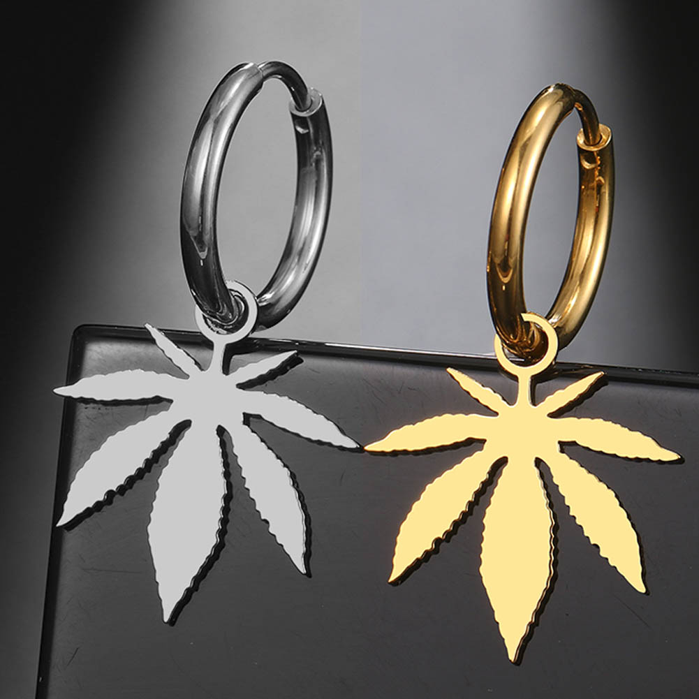 楽天市場】チャーム付シンプルフープピアス（マリファナリーフ） 1個