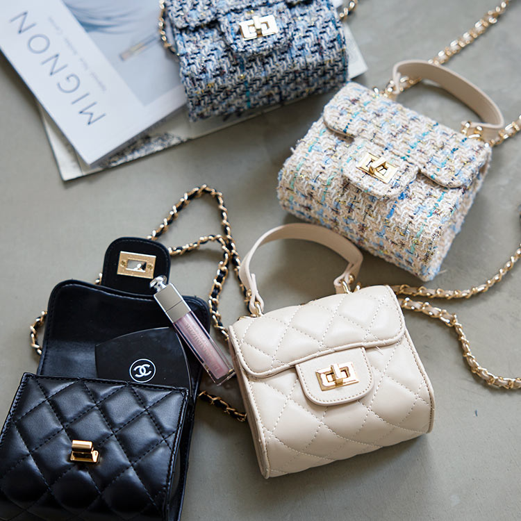 楽天市場】 キルティング / ツイード ショルダー ミニバッグ