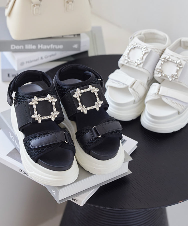 楽天市場】 ビジュー 厚底サンダル レディース サンダル きれいめ 大人