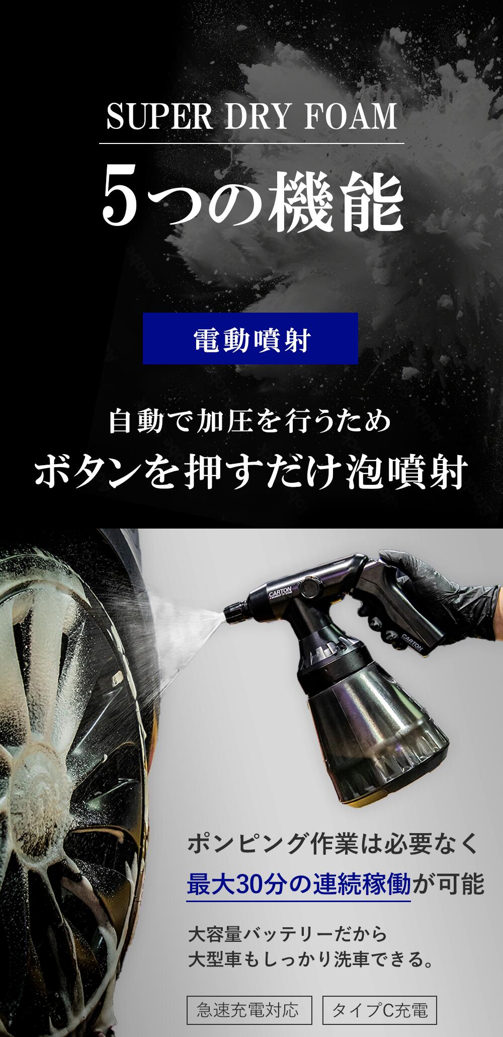 楽天市場】CARTON SUPER DRY FOAM 電動フォームガン カートン 洗車 泡