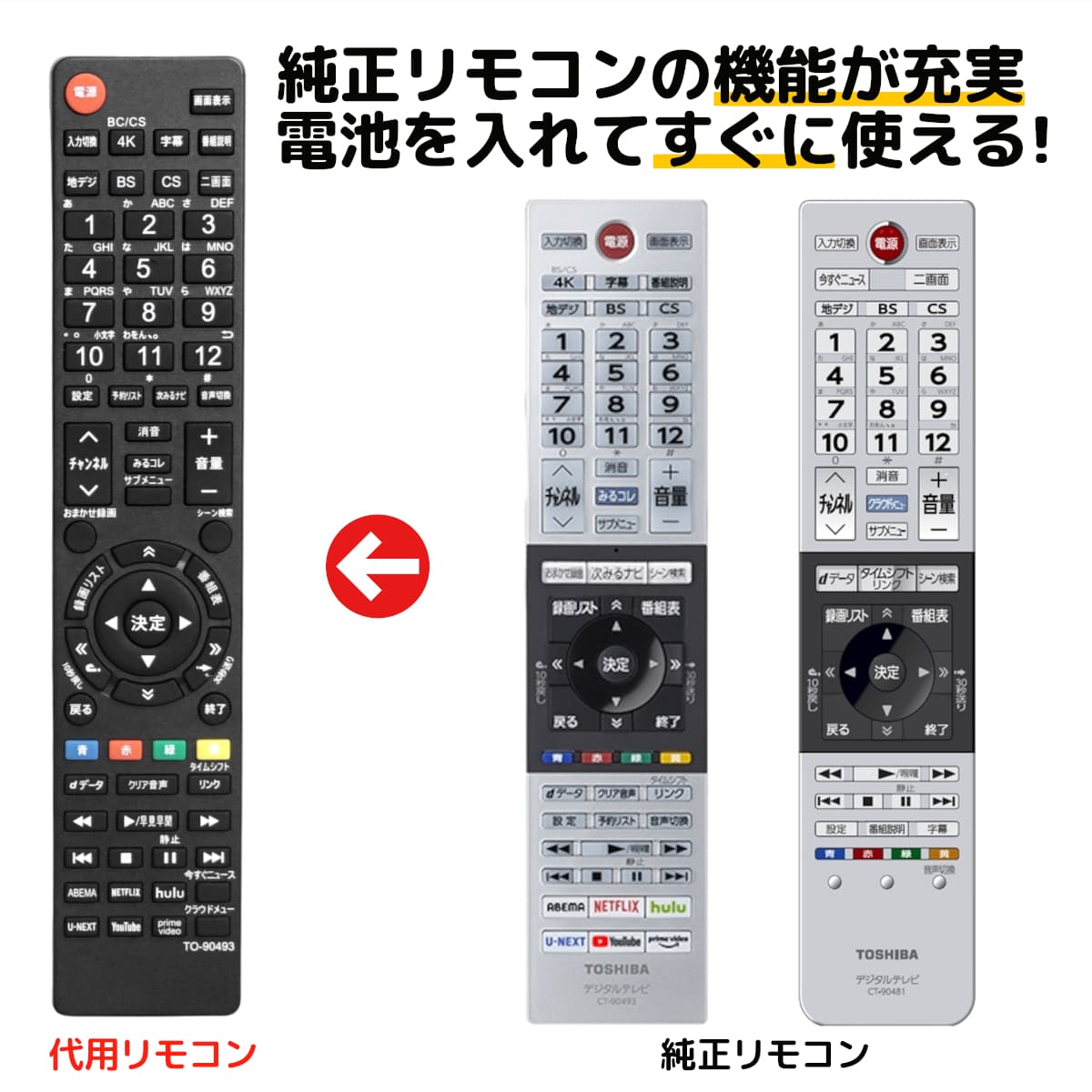 楽天市場】東芝 レグザ テレビ リモコン CT-90493 CT-90492 CT-90481