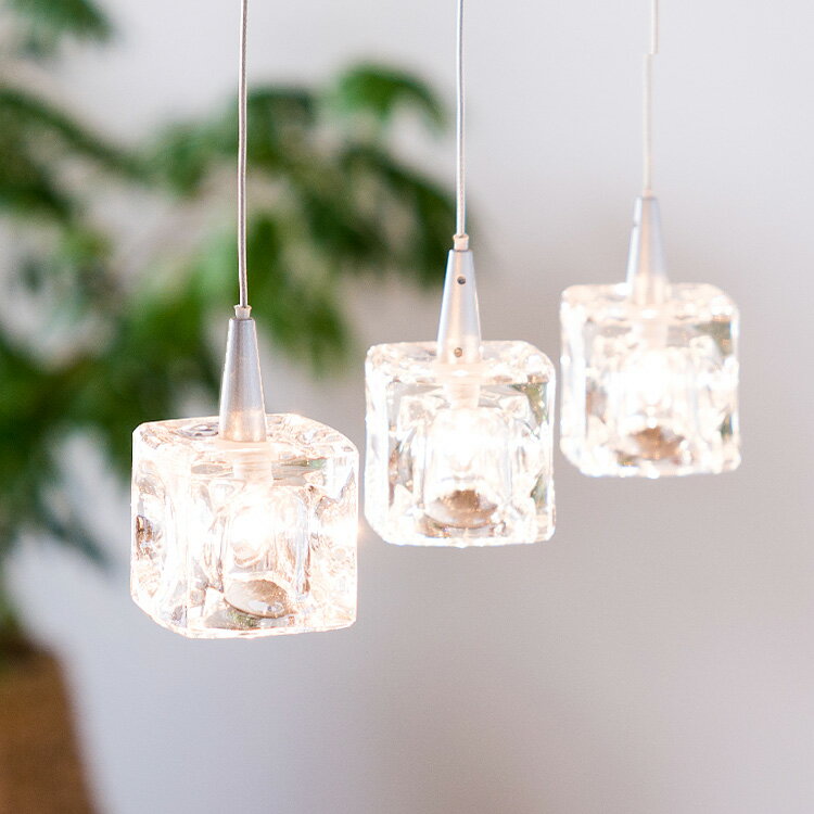 楽天市場】ガラスキューブハロゲンペンダントライト 3灯 キシマ 天井