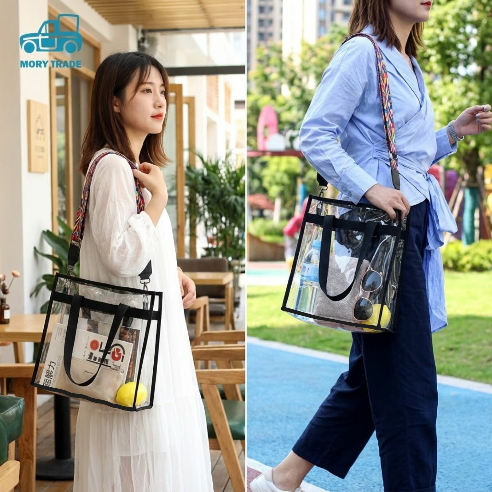 桃稚ちあ クリアカバー付きBIGトートバッグ 桃稚ちあ クリアカバー付き