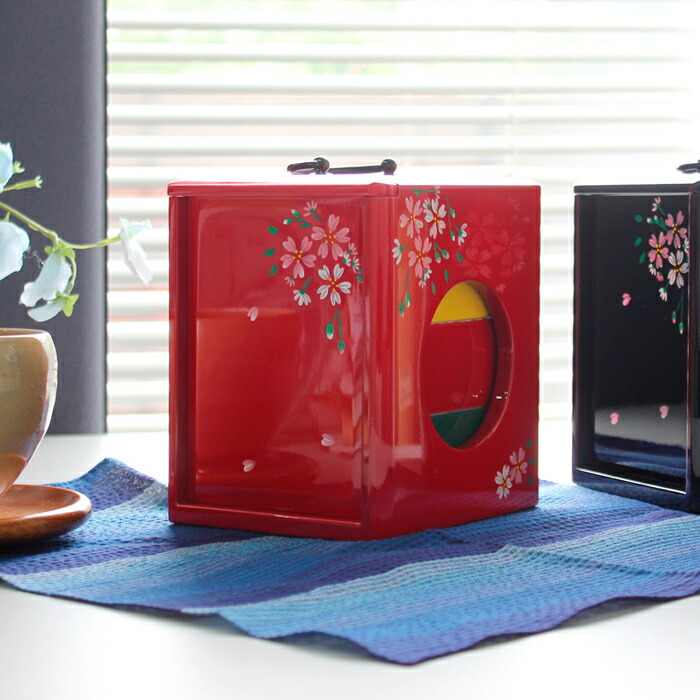 楽天市場】遊山箱（桜柄） 弁当箱 木製 サイズ：外寸/幅12×奥行14×高さ