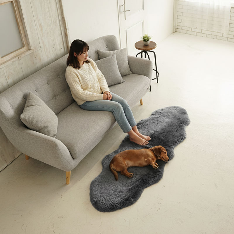 楽天市場】洗える ムートンラグ 短毛 2匹 60×180cm ニュージーランド産