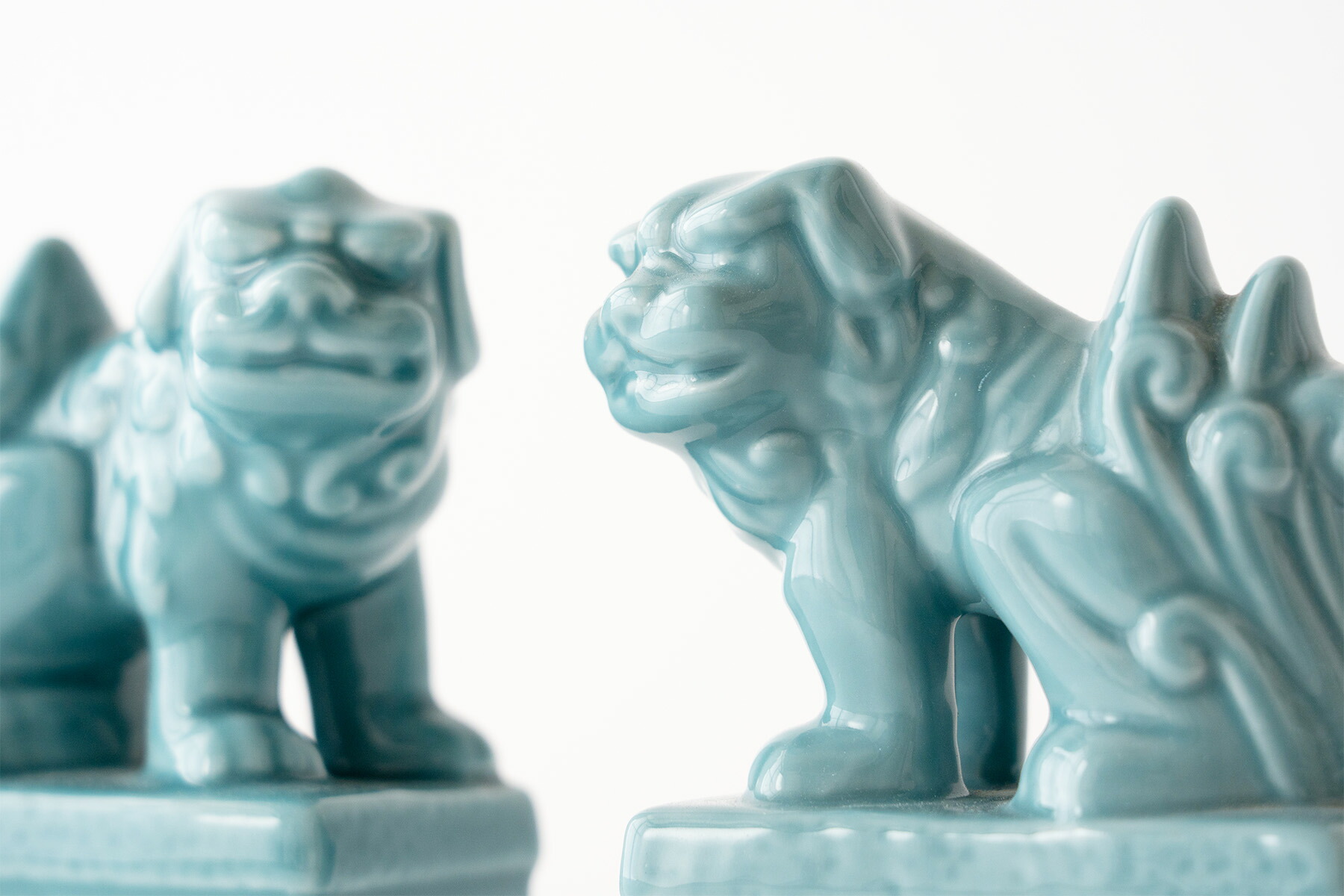 楽天市場】狛犬 陶器製 一対 3.5寸 青磁 シンプル 10センチ 小型 本格