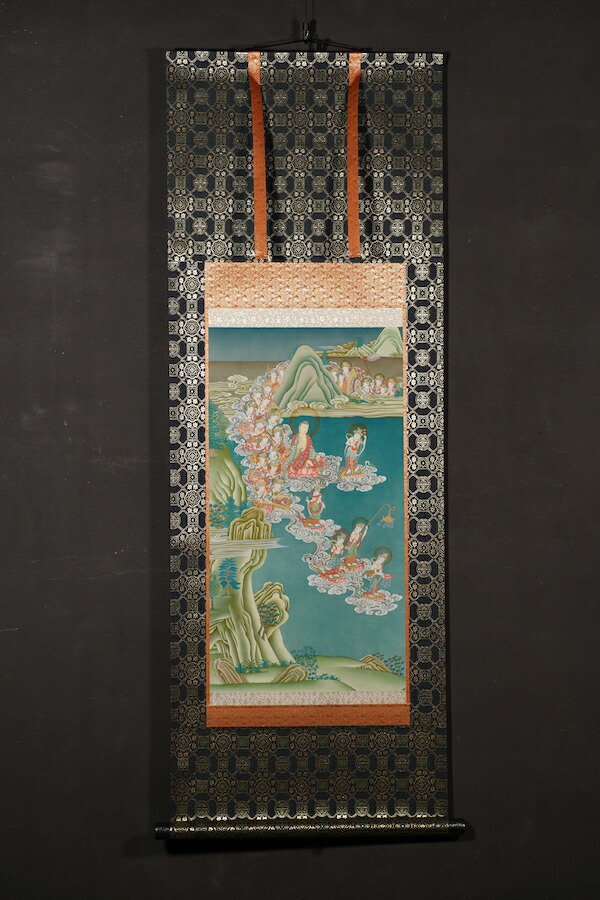 楽天市場】阿弥陀来迎図 仏画掛け軸（半切サイズ） : 仏像仏画チベット