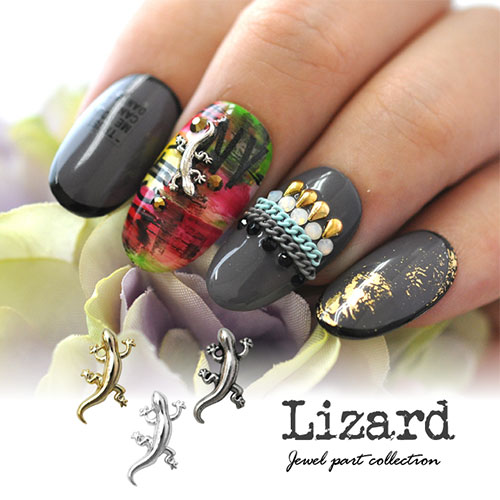 楽天市場】トカゲ メタルパーツ ネイルアート ネイルジュエリー ジェル