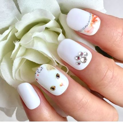 楽天市場】☆白猫ちゃんネイル☆ホワイト 白 ワンカラー キャット ねこ