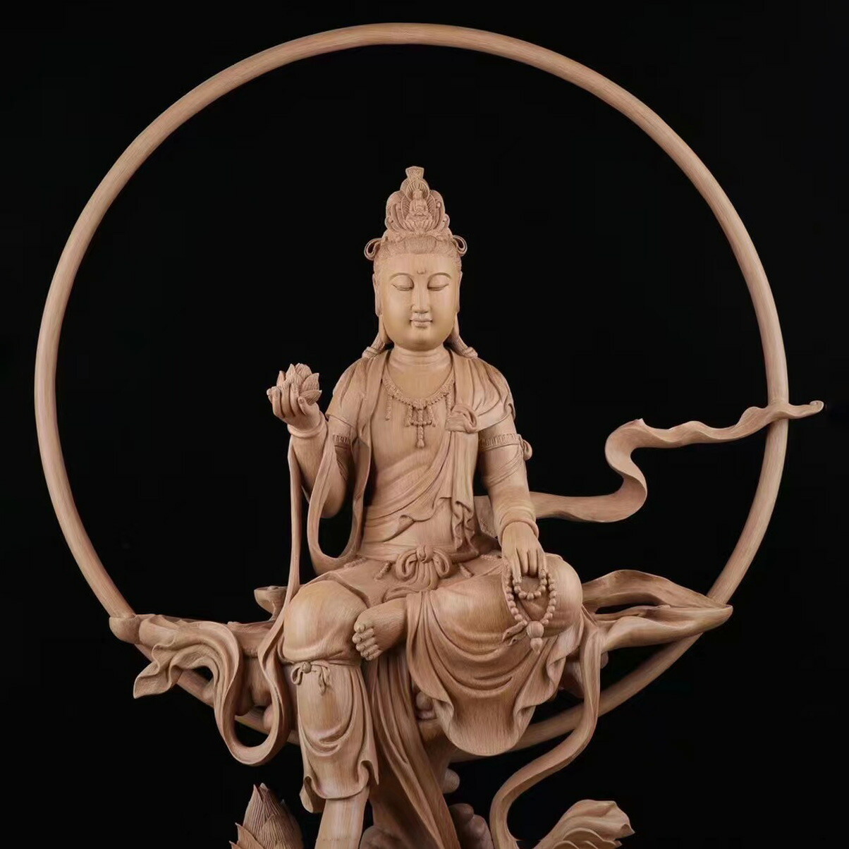 楽天市場】【天然沈香木彫】観音菩薩座像 仏教美術 仏像 仏教工芸品