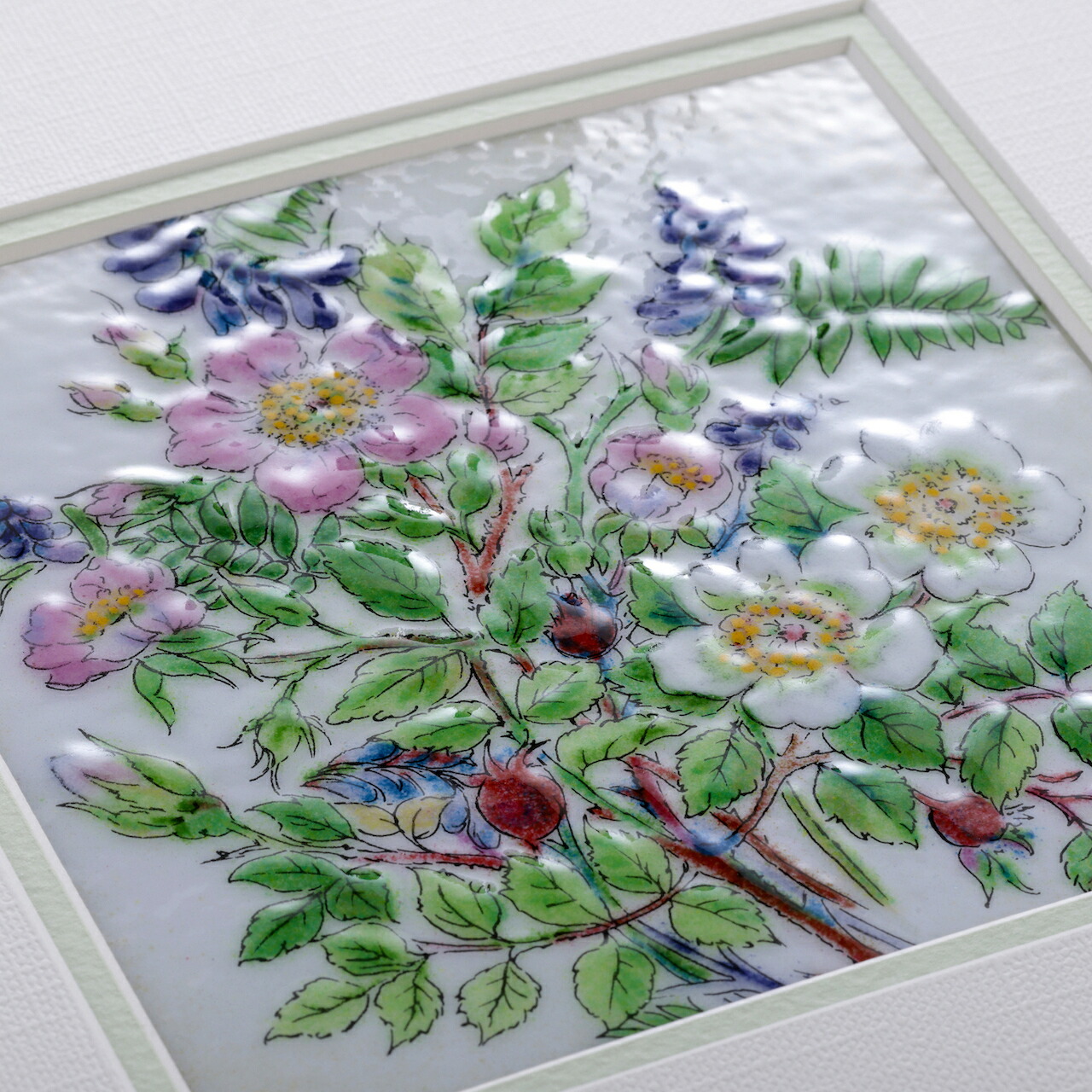 楽天市場】ハマナスのブーケ 七宝焼 七宝焼き 七宝絵画 額 アート