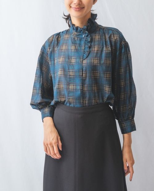 楽天市場】【50％OFF】《 チェック 柄 コットン シフォン スタンド