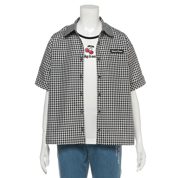 平成レトロ】メゾピアノTシャツ150 フルーツxギンガムチェック 平成