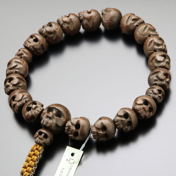 楽天市場】【数珠袋付き】浄土真宗 数珠 男性用 18玉 髑髏彫り 柘植 紐