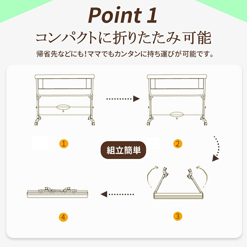 楽天市場】Nijakise ベビーベッド ミニ おすすめ 添い寝 二年保証 長
