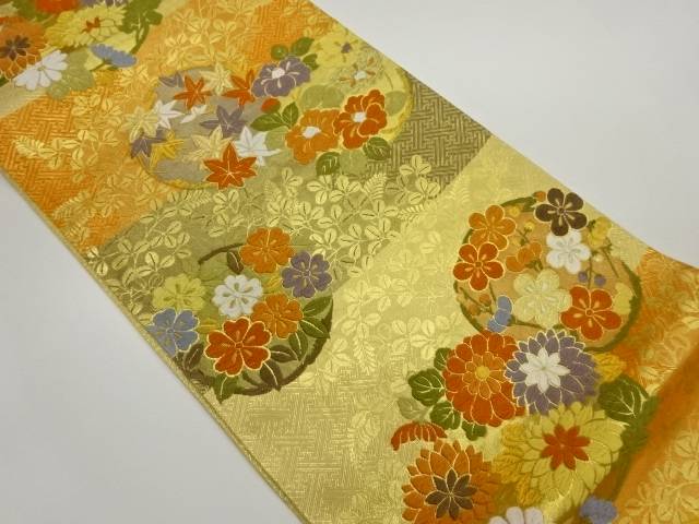 楽天市場】 佐賀錦横段に花輪模様織出し袋帯【中古】【着】 : Kimono