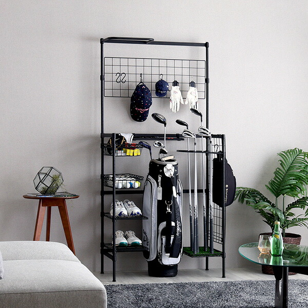 楽天市場】ゴルフ クラブ シューズ 収納 ラック ゴルフバッグ 物置