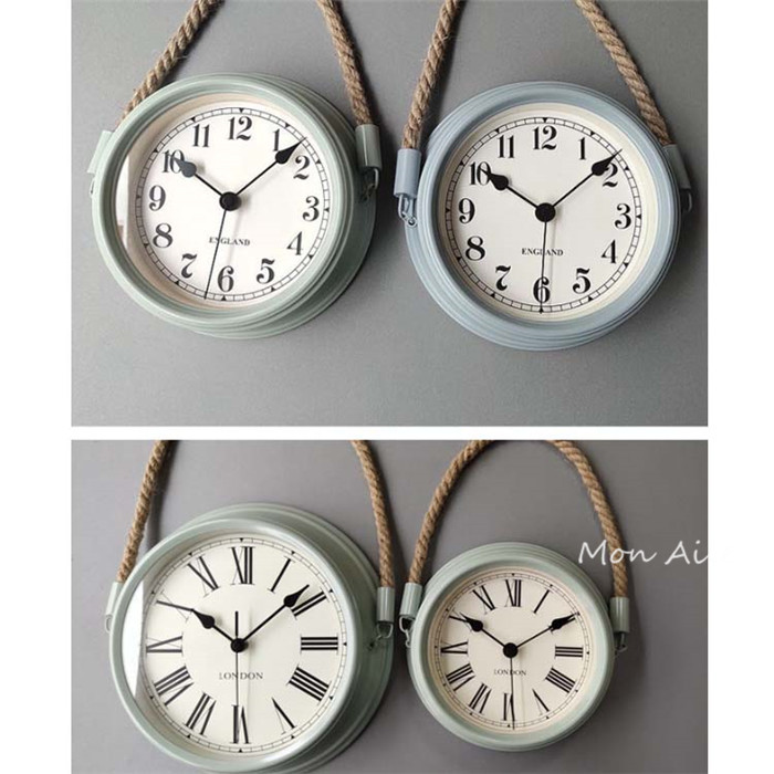 楽天市場】壁掛け時計 アンティーク 30cm ロープ 吊り下げ シャビー