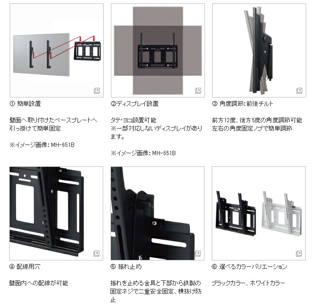 楽天市場】ハヤミ工産 壁掛金具MH-651B SHARP TECシャープ デジタル