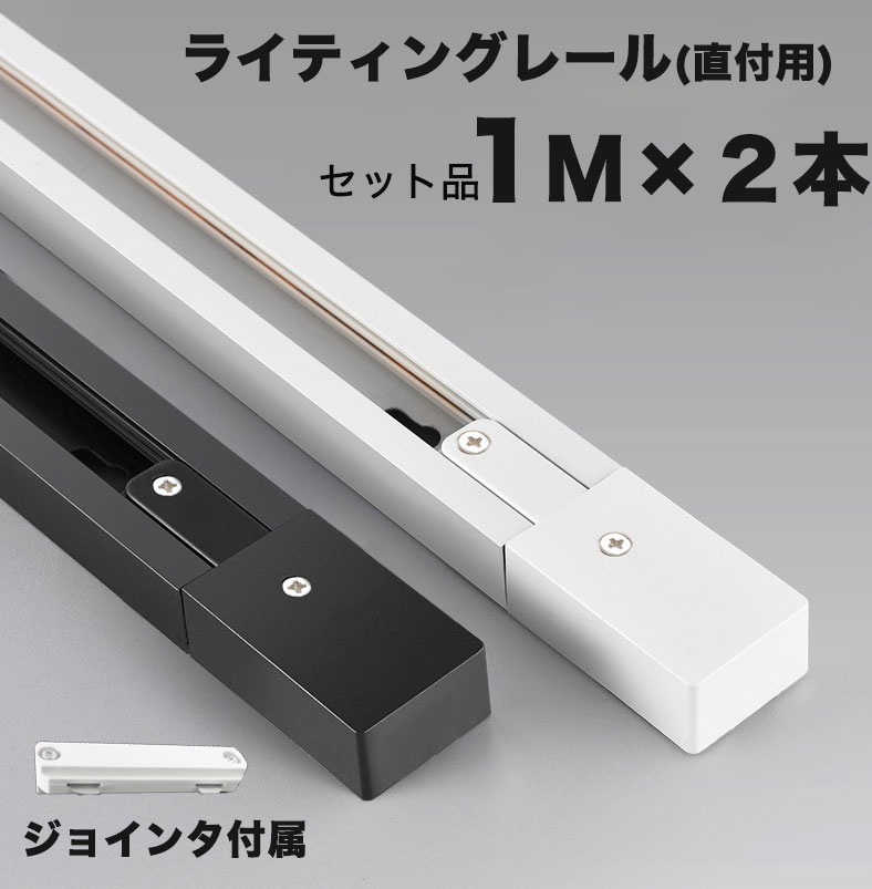 楽天市場】ダクトレール 黒 白 1m×2本組 2m ジョインタ付属 直付専用型