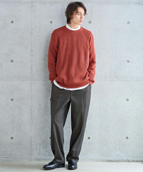 楽天市場】ニット セーター メンズ ローゲージ畦編ラグランスリーブ 冬