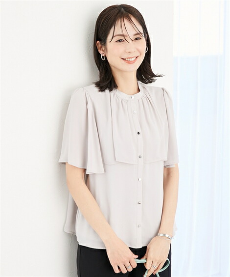 楽天市場】シャツ ブラウス レディース ケープ風ジョーゼット