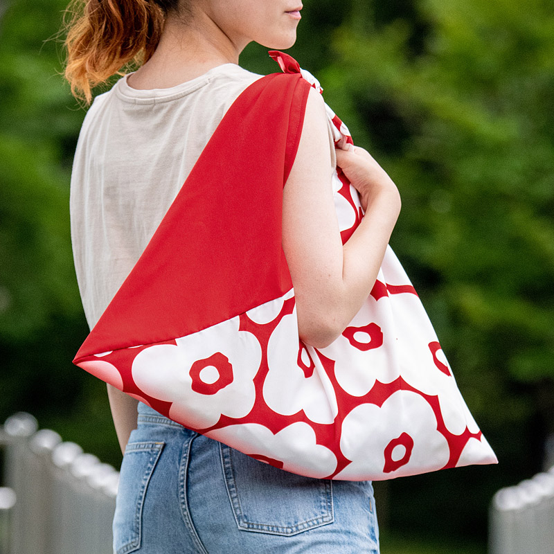 楽天市場】エコバッグ 洗える 撥水あづま袋『AZUMA』 椿（赤）[中