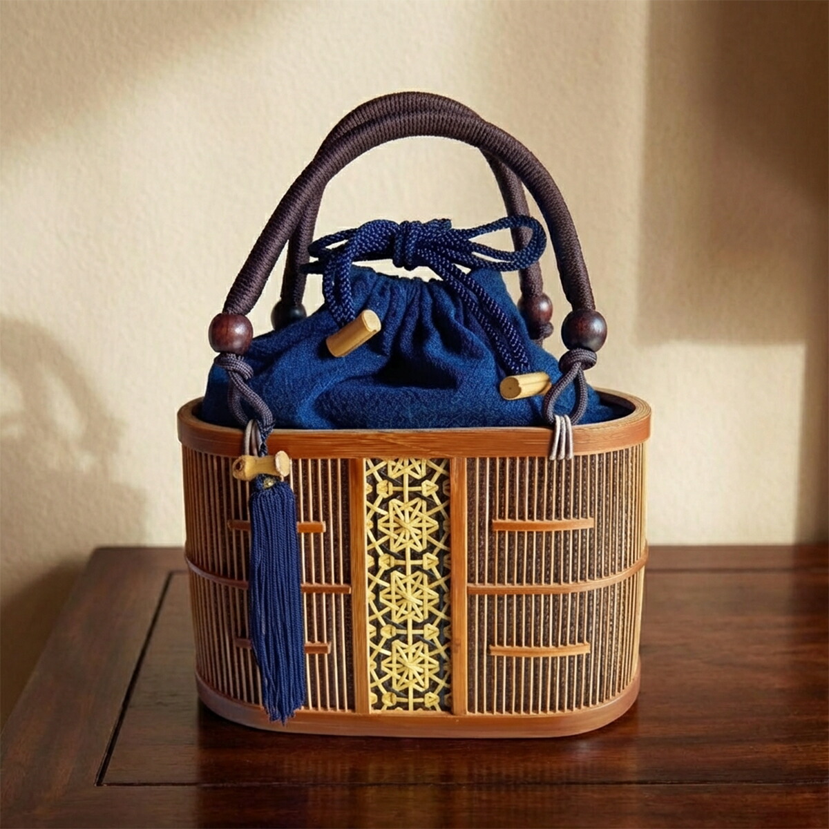 楽天市場】駿河竹千筋細工 手提げ かご 葵 (小) バッグ 手提げ籠