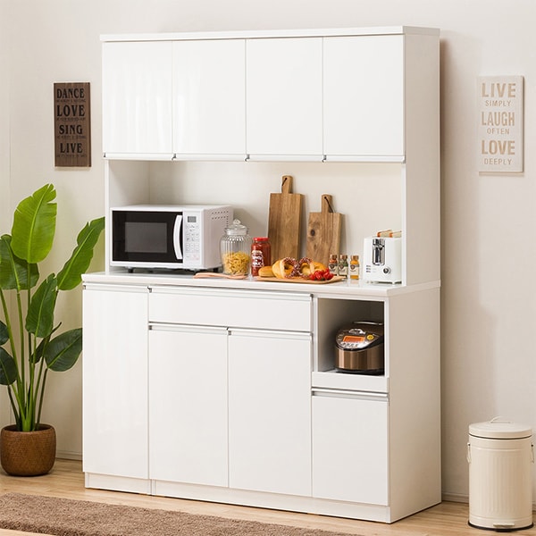 楽天市場】[幅150cm] 食器棚 (レジューム 150TF-H WH/150TH-R WH