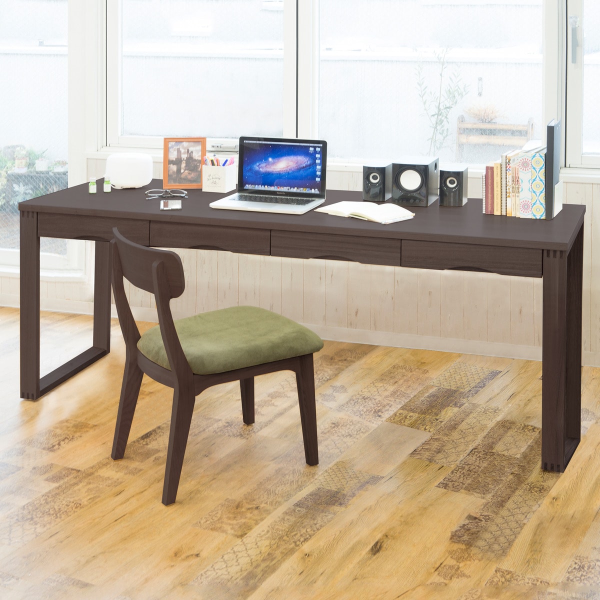 楽天市場】タモ突板の木目がうつくしい天然木デスク 奥行59cm （幅