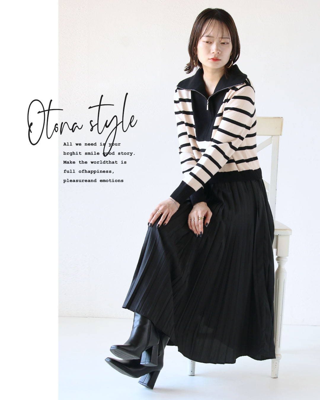 楽天市場】ワンピース レディース ブラック アイボリー 春 秋 冬 長袖