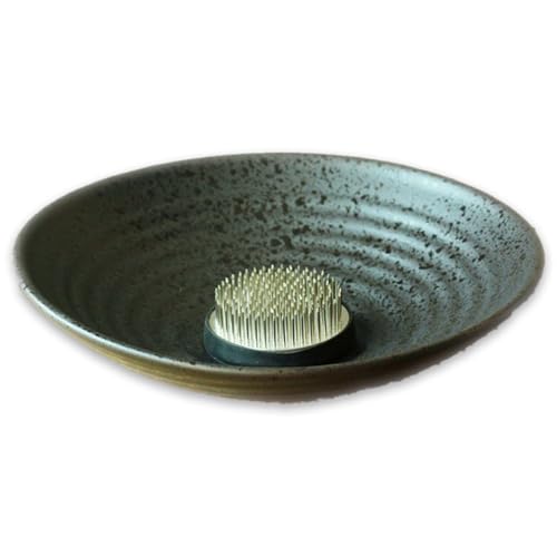 楽天市場】生け花 花器 水盤 陶器 楕円形 浅型 黒 (剣山あり, 中