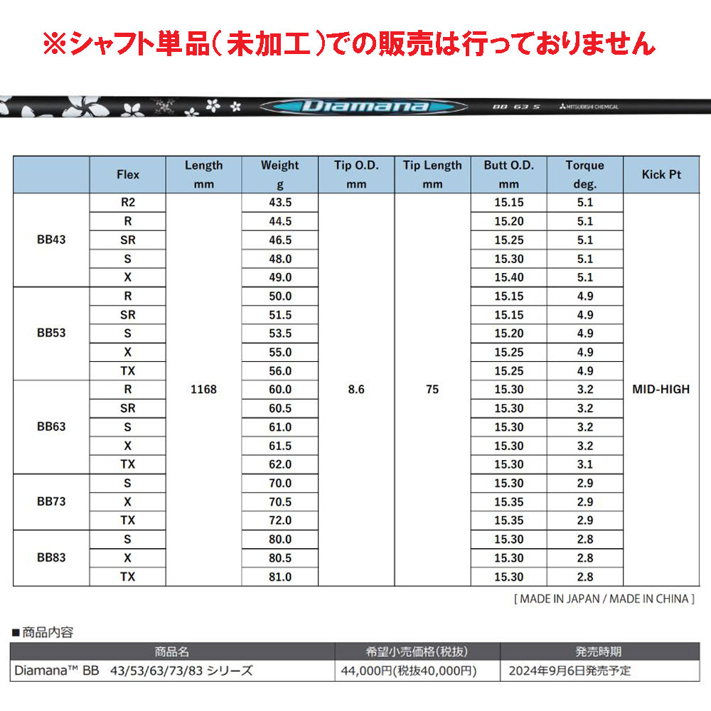 楽天市場】FW用 三菱ケミカル ディアマナ BB テーラーメイド