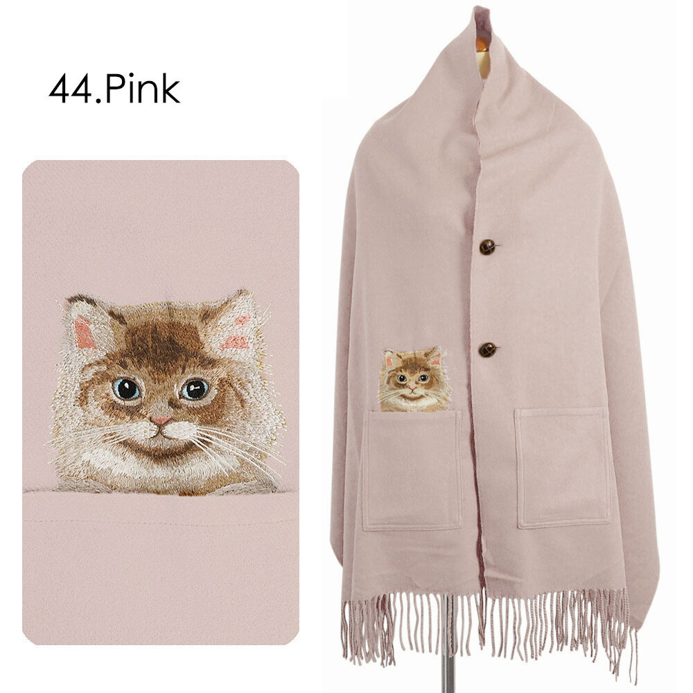 楽天市場】残りわずか！【送料無料】ボタン＆ポケット付 長毛猫 刺繍